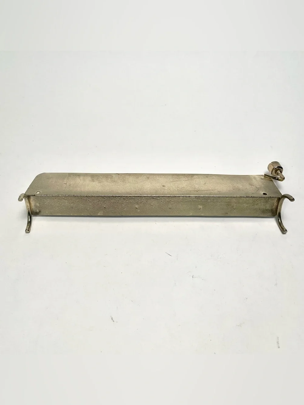 Vintage Mid Century Modern Menorah Silver & Gold Tone Textured Aluminum Hanukkah